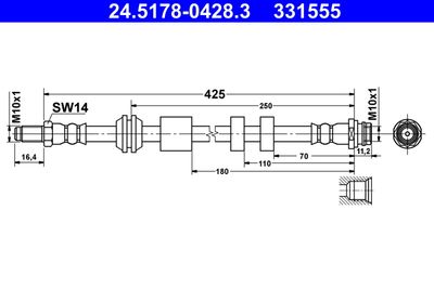 Тормозной шланг ATE 24.5178-0428.3 для VOLVO XC60