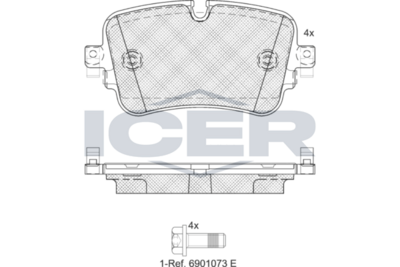 комплект спирачно феродо, дискови спирачки ICER EV2248