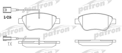 Комплект тормозных колодок, дисковый тормоз PATRON PBP1466 для FIAT 500