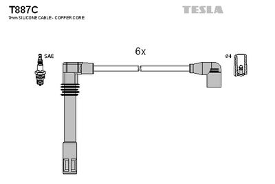Sada kabelů pro zapalování TESLA T887C