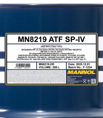 Växellådsolja MANNOL ATF SP-IV 208L MN8219-DR