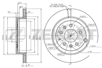 Тормозной диск ZEKKERT BS-5437 для MAZDA CX-7