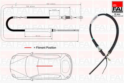 Тросик, cтояночный тормоз FAI AutoParts FBC0104 для LAND ROVER DEFENDER