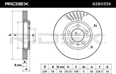 спирачен диск RIDEX 82B0339