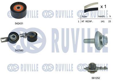 Водяной насос + комплект зубчатого ремня RUVILLE 5503691 для MITSUBISHI ASX