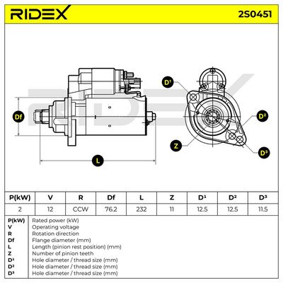 стартер RIDEX 2S0451