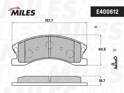 Комплект тормозных колодок, дисковый тормоз MILES E400612 для JEEP GRAND CHEROKEE