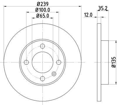 Тормозной диск HELLA 8DD 355 100-131 для AUDI 90