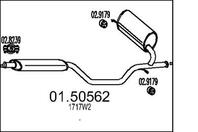 Средний глушитель выхлопных газов MTS 01.50562 для PEUGEOT 607