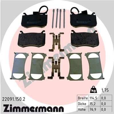 ZIMMERMANN Bremsbelagsatz, Scheibenbremse (22091.150.2)