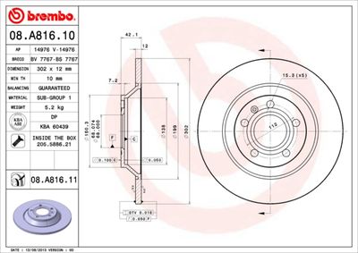 BREMBO Bremsscheibe PRIME LINE - UV Coated (08.A816.11)