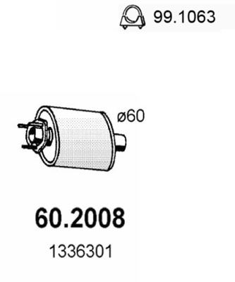 ASSO 60.2008 Глушитель выхлопных газов  для VOLVO 780 (Вольво 780)