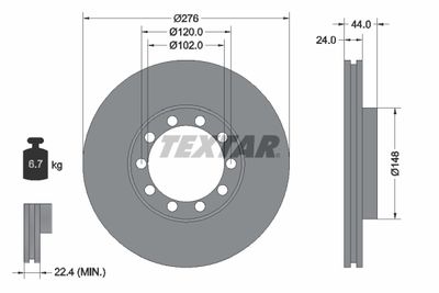 Тормозной диск TEXTAR 93085800 для RENAULT TRUCKS MESSENGER