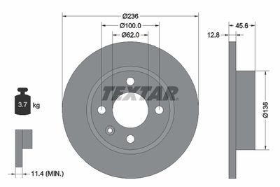 Тормозной диск TEXTAR 92090200 для SKODA FELICIA