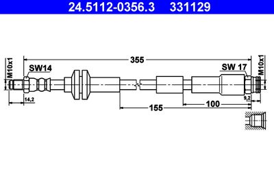 Тормозной шланг ATE 24.5112-0356.3 для FIAT PANDA