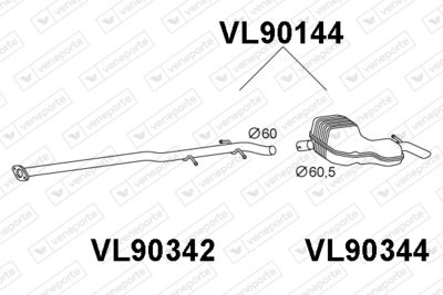 Глушитель выхлопных газов конечный VENEPORTE VL90144 для VOLVO S60