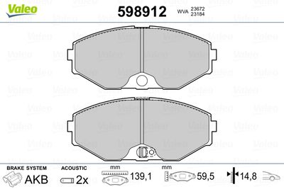 Комплект тормозных колодок, дисковый тормоз VALEO 598912 для INFINITI J30