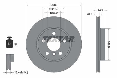 Тормозной диск TEXTAR 92305303 для BMW i3