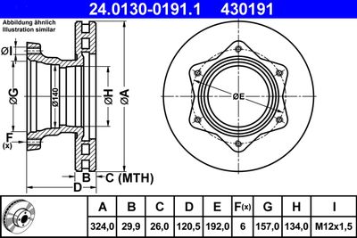 Тормозной диск ATE 24.0130-0191.1 для MERCEDES-BENZ VARIO