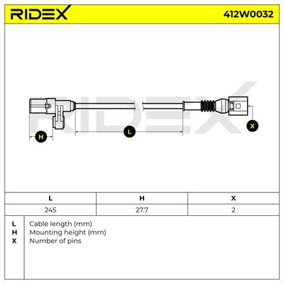 датчик, обороти на колелото RIDEX 412W0032