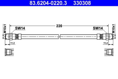 Тормозной шланг ATE 83.6204-0220.3 для MERCEDES-BENZ PONTON