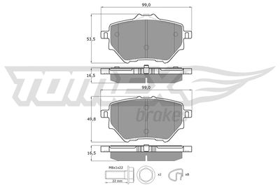 Комплект тормозных колодок, дисковый тормоз TOMEX Brakes TX 18-36 для BYD QIN