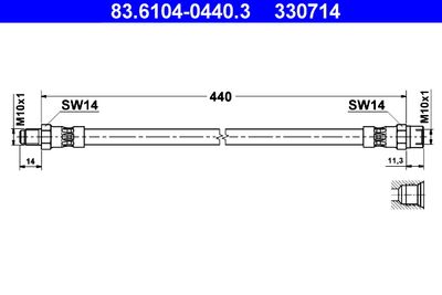 Тормозной шланг ATE 83.6104-0440.3 для MERCEDES-BENZ HECKFLOSSE