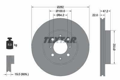 Тормозной диск TEXTAR 92070600 для HONDA CONCERTO