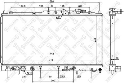 Радиатор, охлаждение двигателя STELLOX 10-26764-SX для MITSUBISHI GALANT