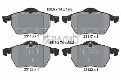 комплект спирачно феродо, дискови спирачки PAGID T1122N