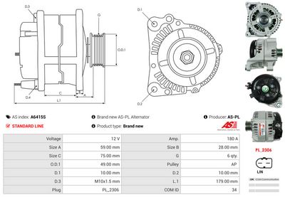 GENERATOR / ALTERNATOR AS-PL A6415S 4