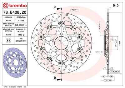 Brake disc Voor drijvend, 290/64x5mm 5x86mm, diameter bevestigingsgat 10,5mm, hoogte (tussenruimte) 0