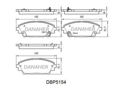 Комплект тормозных колодок, дисковый тормоз DANAHER DBP5154 для MAZDA CX-3