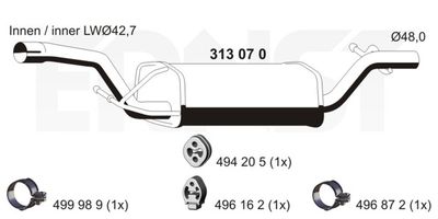 Средний глушитель выхлопных газов ERNST 313070 для FORD C-MAX