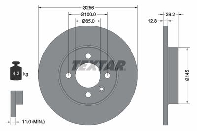 Тормозной диск TEXTAR 92041700 для CHERY FULWIN