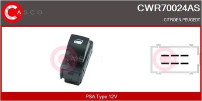 Выключатель, стеклолодъемник CASCO CWR70024AS для PEUGEOT 301