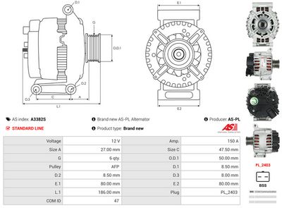 GENERATOR / ALTERNATOR AS-PL A3382S 4