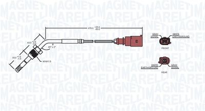 Sensor, eksostemperatur MAGNETI MARELLI 172000113010 for VW-PORSCHE