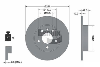 BENDIX Braking BDS1038 Тормозные диски  для CHEVROLET ZAFIRA (Шевроле Зафира)
