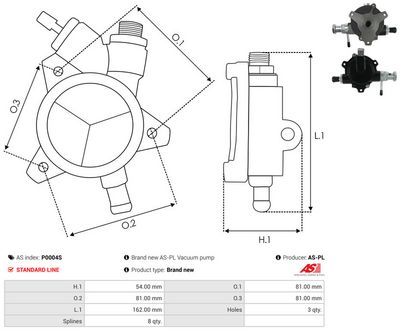 POMPA VACUUM SISTEM DE FRANARE AS-PL P0004S 2