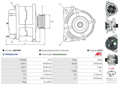 GENERATOR / ALTERNATOR AS-PL A0414PR 4