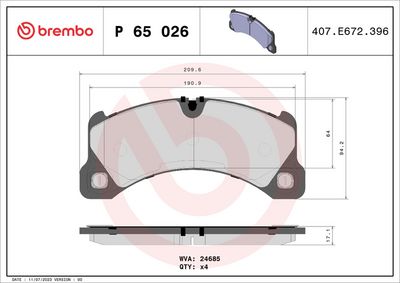 Brake Pad Set, disc brake P 65 026