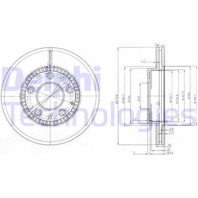 DELPHI BG3724 Тормозные диски  для MAZDA 6 Hatchback (GG) 1.8