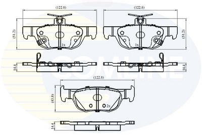 комплект спирачно феродо, дискови спирачки COMLINE CBP32857