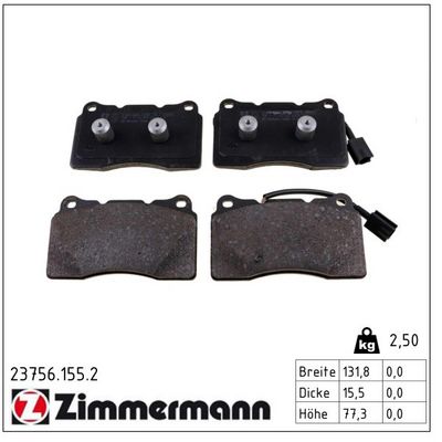 stabdžių trinkelių rinkinys, diskinis stabdys 23756.155.2 ZIMMERMANN