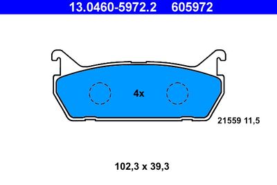 Комплект тормозных колодок, дисковый тормоз ATE 13.0460-5972.2 для SUZUKI BALENO