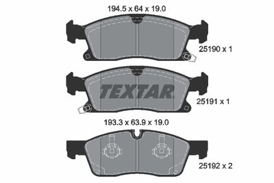 Комплект тормозных колодок, дисковый тормоз TEXTAR 2519002 для DODGE DURANGO