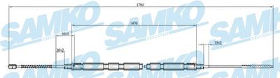 Тросик, cтояночный тормоз SAMKO C0810B для VW CADDY