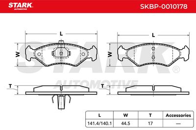 комплект спирачно феродо, дискови спирачки STARK SKBP-0010178