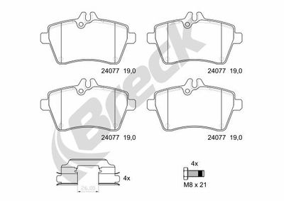 Bromsbeläggssats, skivbroms BRECK 24077 00 701 00